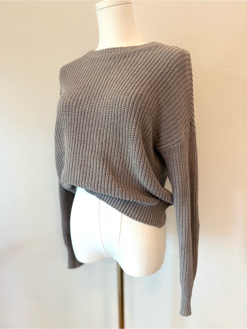 Urban Outfitters Gray Ribbed Crewneck Sweater